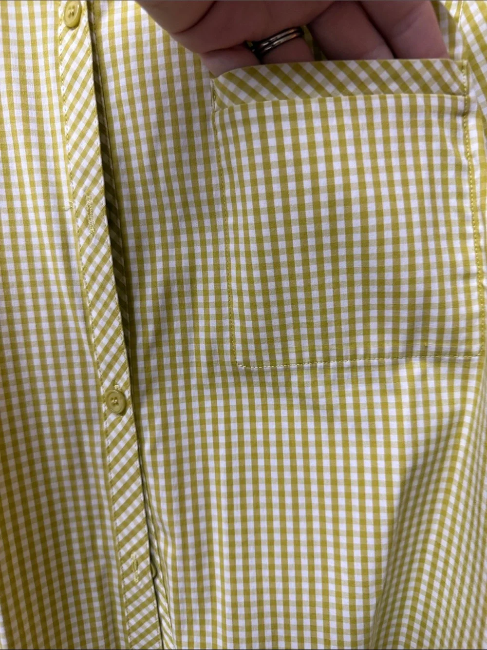 Lafayette 148 New York Chartreuse Gingham Button-Down Shirt - Picture 4 of 5
